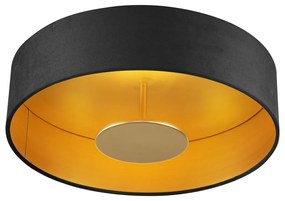Plafon moderno preto com interior dourado incluindo LED regulável em 3 níveis - Bredow Moderno