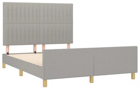 Estrutura de cama sem colchão 140x200 cm tecido cinzento-claro