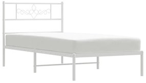 Estrutura de cama com cabeceira 75x190 cm metal branco