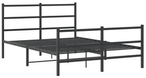 Estrutura de cama com cabeceira e pés 140x190 cm metal preto