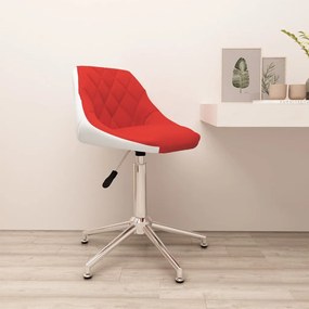 vidaXL Cadeira escritório giratória couro artificial vermelho e branco