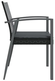 Cadeiras jardim c/ almofadões 6 pcs 56,5x57x83 cm vime PE preto