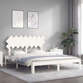 Cama sem colchão 160x200 cm madeira de pinho maciça branco