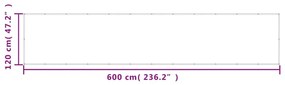 Tela de varanda 120x600 cm 100% poliéster oxford cinzento-claro