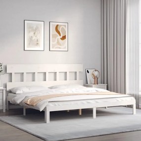 Estrutura cama Super King Size c/ cabeceira madeira branco