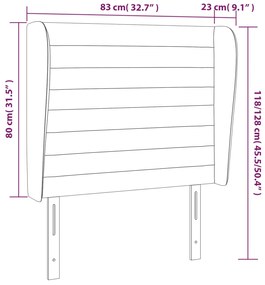 Cabeceira cama c/ abas tecido 83x23x118/128 cm cinzento-escuro