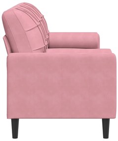 Sofá 3 lugares c/ almofadas decorativas 180 cm veludo rosa