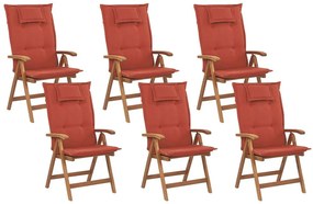 Conjunto de 6 cadeiras de jardim com almofadas terracota JAVA Beliani