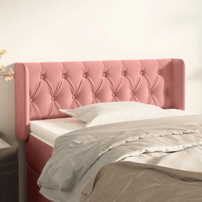 Cabeceira de cama c/ abas veludo 83x16x78/88 cm rosa