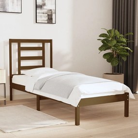 vidaXL Estrutura cama pequena solteiro 75x190 cm madeira castanho mel