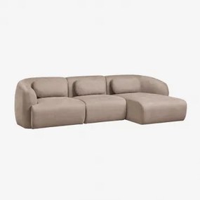 Sofá Modular Chaise Longue Direito De 3 Peças Em Chenille Coquette Chenille Castanho Trigo - Sklum