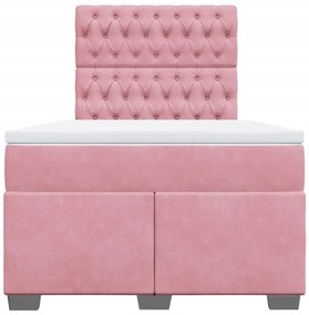 Cama boxspring com colchão 120x190 cm veludo rosa