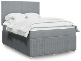 vidaXL Cama com molas/colchão 160x200 cm tecido cinzento-claro