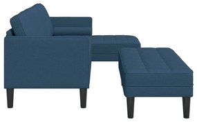 Conjunto de Sofá de 2 Peças com Almofadas em Tecido Azul