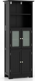 Armário multifunional alto com 2 portas Gaveta Estantes ajustáveis Armário de pé para sala Quarto Cozinha 60 x 30 x 163 cm Preto