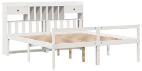 Cama com estante sem colchão 180x200 cm pinho maciço branco