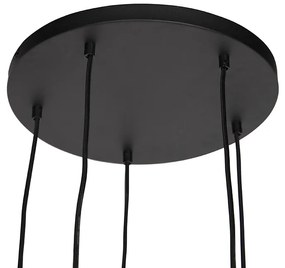 Candeeiro de suspensão moderno preto 35 cm 5 luzes - Facil Moderno