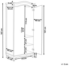 Roupeiro com 2 portas branco 187 cm CAMMIN Beliani