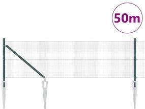 Cerca de Arame Soldado com 13 Postes de Espeto Verde 0.5x50 m Aço