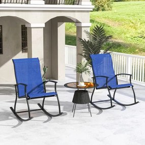 Conjunto de 2 cadeiras de baloiço de Jardim com encosto respirável Estrutura metálica 102 x 68 x 100 cm Azul