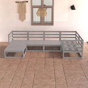 vidaXL 6 pcs conjunto lounge de jardim pinho maciço cinzento