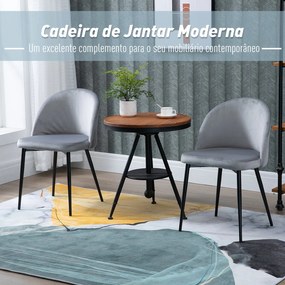 Conjunto de 2 cadeiras de jantar modernas estofadas 49x50 x 77cm Cinza