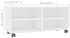 Móvel de TV com rodas 90x35x35 cm derivados de madeira branco