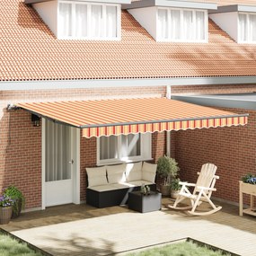 vidaXL Toldo Retrátil Manual em Amarelo e Laranja, 450x300 cm