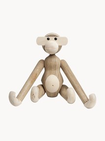 Objeto decorativo artesanal em madeira de carvalho Monkey, Alt 19 cm