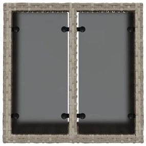 Mesa de jardim c/ tampo de vidro 55x55x37cm vime PE cinza-claro