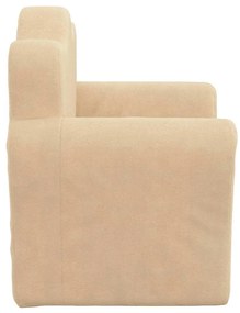 Sofá-cama infantil peluche macio creme