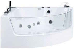 Banheira de hidromassagem de canto em acrílico branco com LED 190 x 135 cm MARINA Beliani