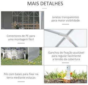 Tenda para Festas com 4 Paredes Laterais 2 Janelas e Estrutura de Aço 585x295x255 cm Branco