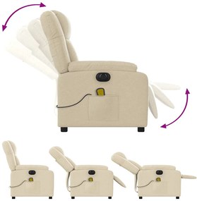 Poltrona de massagens reclinável elétrica tecido creme