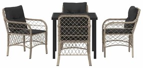 Conjunto de Jantar de Jardim com 5 Peças e Almofadas em Rattan Cinza C