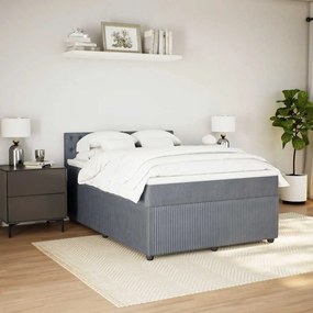 Cama com molas/colchão 160x200 cm veludo cinzento-escuro