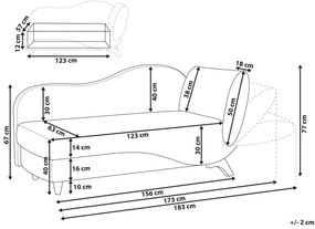 Chaise-longue à direita de 2 lugares com arrumação em veludo cinzento claro MERI Beliani