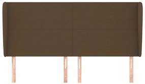 Cabeceira cama c/ abas tecido 203x23x118/128 cm castanho-escuro