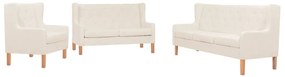Conjunto de sofás 3 pcs tecido branco nata