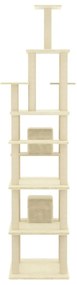 Árvore para gatos c/ postes arranhadores sisal 216 cm cor creme