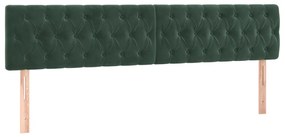 Cabeceira de cama c/luzes LED veludo 180x7x78/88cm verde-escuro