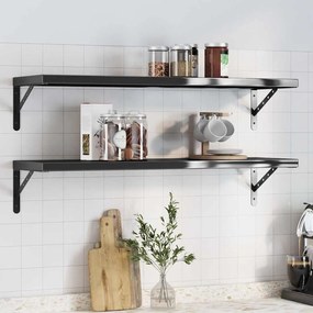 vidaXL Prateleiras de parede 2 pcs 100x30 cm aço inoxidável prateado