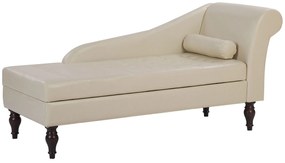 Chaise-longue à direita com arrumação em pele sintética creme PESSAC II Beliani