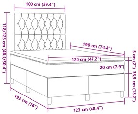 Cama boxspring com colchão 120x190 cm veludo verde-escuro