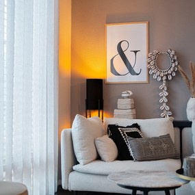 Candeeiro de mesa moderno preto com cúpula de veludo preto - Rich