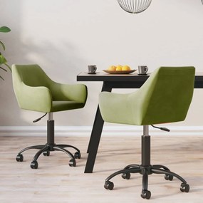 vidaXL Cadeiras de jantar giratórias 2 pcs veludo verde-claro