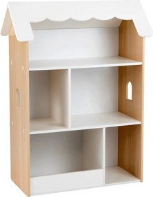 Estante infantil de 3 níveis, 70 x 33 x 92 cm em forma de casa, com prateleiras abertas, organizador de brinquedos em madeira para sala de jogos, quar