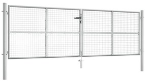 vidaXL Portão de jardim em aço galvanizado 400 x 125 cm cor prata