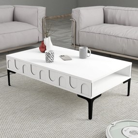 Mesa de Centro Lyon – Branco e Preto – 105x32,6x60 cm