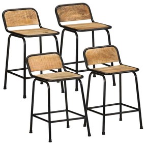 Bancos de bar 4 pcs Madeira Maciça de Mangueira Rústica